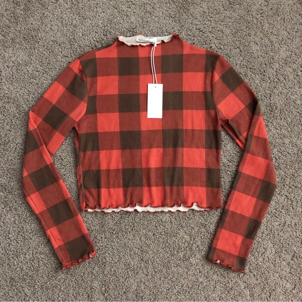 Antistar Plaid High Neck Cropped Top Junior M